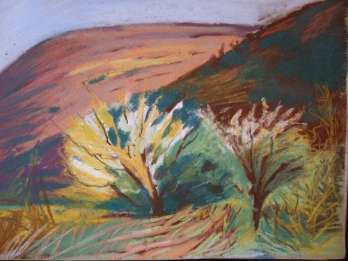 Painting titled Spring in Llanthony by Clare Whitehead