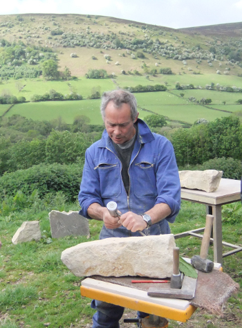Richard sculpting at Broadley Farm